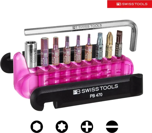Vista 4 de PB Swiss Tools Bike Multitool PB 470 100% fabricado en Suiza, herramienta de bolsillo con brocas, llave Allen, adaptador de acero, palanca