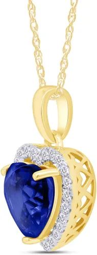 Vista 2 de Corazón simulado zafiro azul & blanco Topacio CZ Collar con Colgante