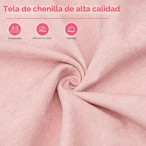 Vista 4 de HOFFREE - Silla cruzada con ruedas para juegos, lectura, trabajo (rosa)
