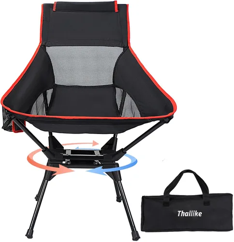 Vista 9 de Silla de camping giratoria de 360° mejorada para adultos, silla plegable portátil con soporte para tazas, mochila compacta ligera para exteriores