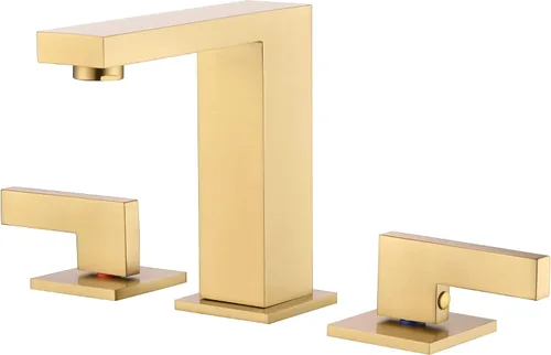 Vista 8 de sumerain Grifo de baño generalizado de 8 pulgadas, grifo de lavabo de baño negro, grifo de baño de 3 agujeros Negro y dorado