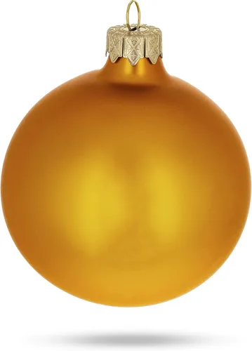 Vista 2 de Juego de 6 bolas de cristal dorado mate adornos de Navidad de 3.25 pulgadas