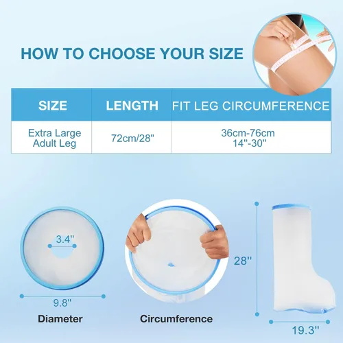 Vista 5 de Funda impermeable extra ancha para adultos de ducha, cubierta de ducha extra grande de media pierna con parte inferior antideslizante, protector