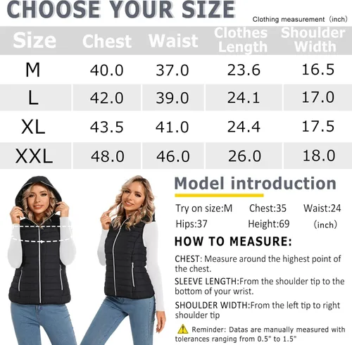 Vista 4 de DULCET Women's Hoodie Vest Soft Light weight Quilted Winter Gilet With Zip Up Pockets