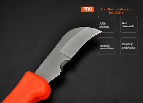 Vista 2 de Edward Tools Cuchillo de hoja curvada para electricista, diseño plegable de bloqueo, acero inoxidable, funciona para pelar cables, aislamiento