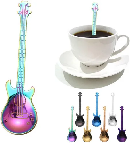 Vista 4 de COMIART - Cucharas de café, cucharaditas, cuchara de hielo de postre, cuchara de azúcar, utilizada para mezclar mezclas, cuchara de guitarra