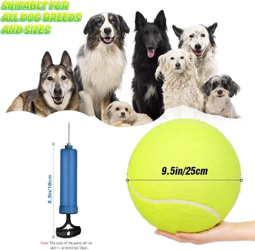 Vista 3 de LIXADA Pelota de tenis gigante de gran tamaño de 9.5 pulgadas para niños y adultos, diversión de mascotas (enviada desinflada)
