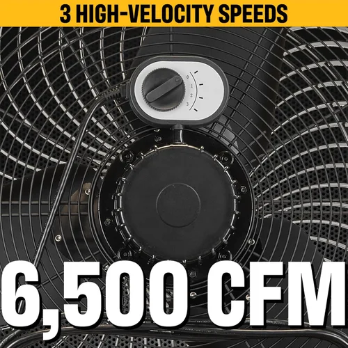 Vista 3 de CAT Ventiladores - Ventilador de tambor industrial de alta velocidad de 24 pulgadas de grado industrial (amarillo, 3 en 1): 6,500 CFM, 3