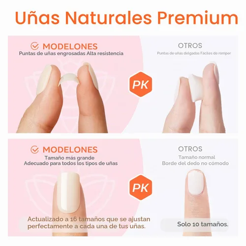 Vista 6 de modelones Uñas cortas a presión, kit de uñas postizas ovaladas