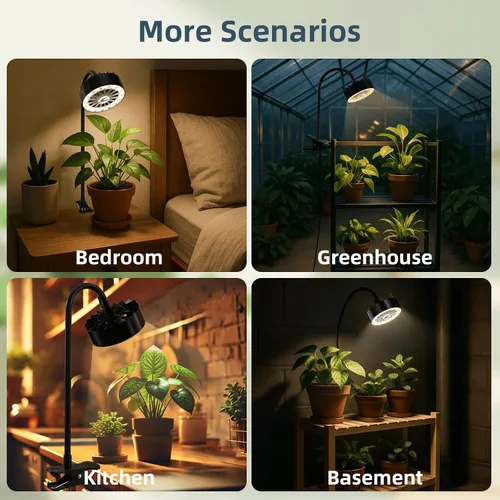 Vista 6 de Luz LED de crecimiento de espectro completo con ventilador de enfriamiento integrado, luces de plantas con clip para plantas