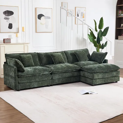 Vista 8 de KIVENJAJA Sofá modular en forma de L de 76.7 pulgadas de ancho para espacios pequeños, sofá biplaza modular de 2 plazas con diván otomano y asiento