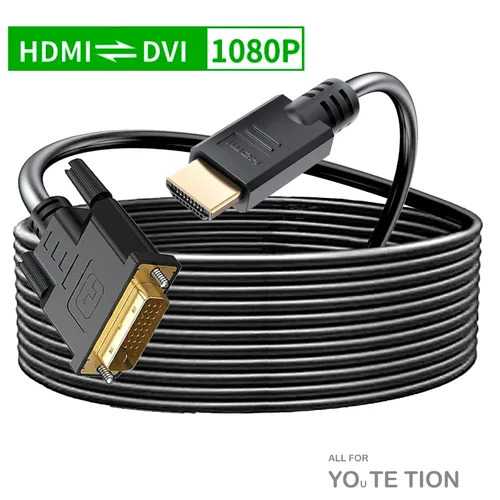 Vista 7 de Cable HDMI a DVI largo de 25 pies, adaptador bidireccional de alta velocidad chapado en oro de 1080p para televisión/monitor/tarjeta