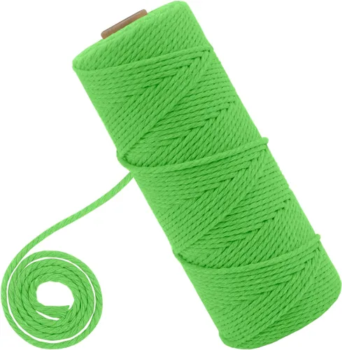 Vista 43 de CAMAL Cordón de macramé de 0.079 pulgadas x 109 yardas, cuerda de color trenzado de 3 hebras de algodón natural para tejer, atrapasueños, colgar