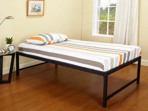 Vista 2 de Kings Brand Furniture - Cama de día de tamaño individual de metal negro (sofá cama) con nido enrollable
