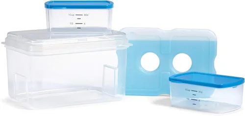 Vista 4 de Fit & Fresh 216HL - Juego de entrada con bolsa de hielo, 3 recipientes reutilizables para control de porciones, sin BPA, apto para microondas