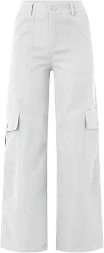 Vista 4 de Women's Wide Leg Cargo Pants Button High Waist Wide Leg Cargo Trousers Solid Baggy Cargo Casual Pants with Pockets