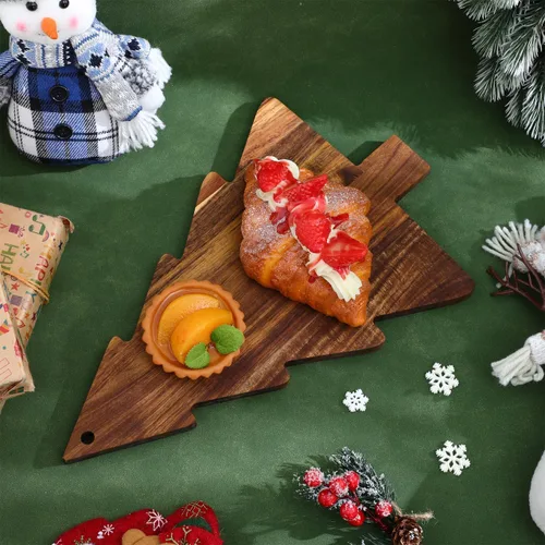 Vista 4 de iplusmile Tabla de embutidos para árbol de Navidad, tabla de cortar de madera para queso, sushi, aperitivos, frutas y postres, bandeja de servir