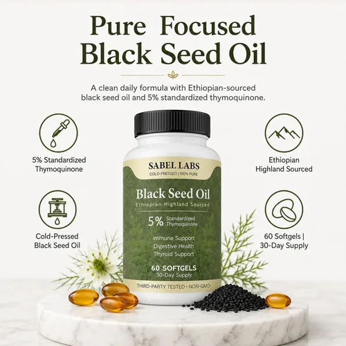 Vista 2 de Ethiopian Black Seed Oil Capsules, Cold Pressed, 60 Count