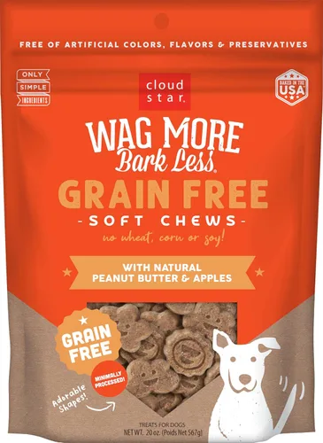 Vista 9 de Cloud Star Corp, Wag More Bark Less Soft & Chewy - Golosinas para perros de mantequilla de maní y manzanas sin granos