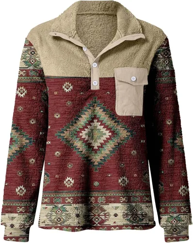 Vista 5 de Men's Loose Lapel Button Sweatshirt Pullover Comfortable Long Sleeve Shirt 3D Printed Casual Fashion Blouse Tops