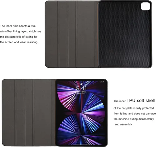 Vista 4 de Funda de piel auténtica para iPad Pro de 11 pulgadas de 4ª/3ª/2ª/1ª generación, carcasa protectora de piel auténtica para 2022/2021/2020/2018