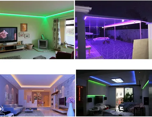 Vista 4 de Tira de luz LED RGB impermeable de 100 pies, 120 pies, 150 pies, 180 pies, 200 pies, 250 pies, 300 pies, 60 LEDs/M 24 voltios, control remoto RF