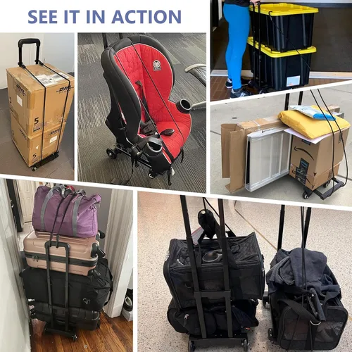 Vista 3 de KEDSUM Carrito de equipaje plegable para viajes y aeropuerto, carretilla de mano plegable de 290 libras con placa base expandible, carrito portátil