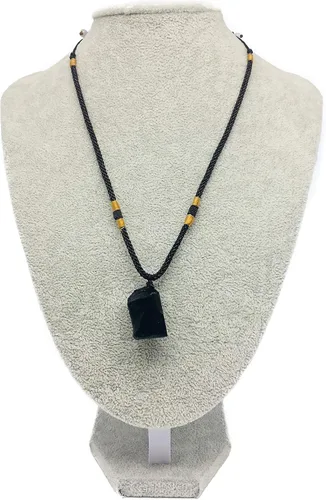 Vista 4 de Zungtin - Collar con colgante de chakra curativo de turmalina negra cruda natural