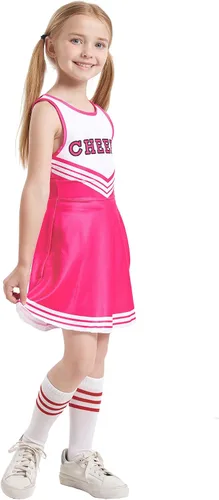 Vista 6 de Disfraces de animadora para niñas, vestidos de animadora, uniforme de animación, pompones