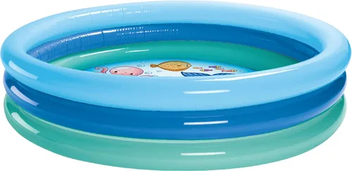 Vista 2 de Piscina inflable de 3 anillos – Flotadores de piscina para niños de 51 pulgadas con diseño de acuario – Piscina redonda para niños de 3 anillos