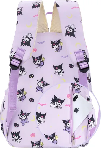 Vista 6 de Roffatide Anime Kuromi - Mochila casual con estampado de Kuromi, mochila para portátil, mochila para viajes, senderismo, mochila con cremallera