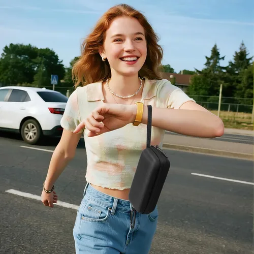 Vista 7 de Estuche doble para lentes, carcasa rígida para lentes duales, organizador portátil de lentes de sol de viaje con cierre de cremallera para mujeres