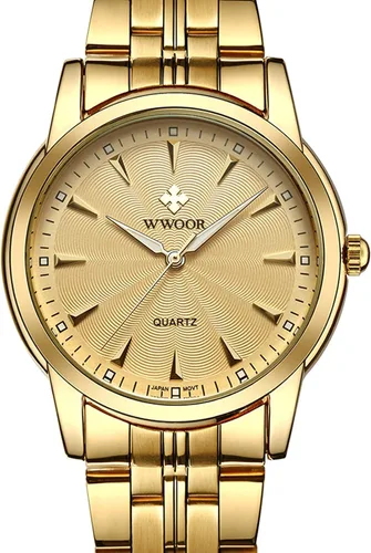 Vista 9 de WWOOR Men's Quartz Stainless Steel and Metal Black and Gold Watches for Men Waterproof Casual Wrist Watch with Date