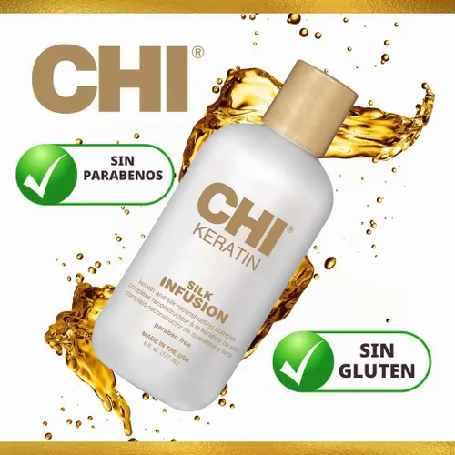 Vista 4 de CHI Infusión de seda de queratina, suero hidratante para el cabello, 6