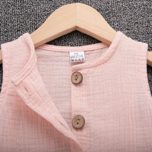 Vista 5 de Conjunto de ropa de algodón y lino para bebés recién nacidos y niñas