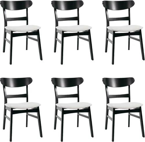 Vista 18 de Dining Chairs Set of 2, Mid Century Modern Dining Chairs with Curved Backrest and Wood Legs, Walnut Finished Frame Upholstered Dining Room Chairs