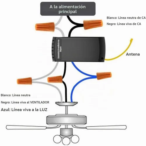 Vista 6 de Interruptor de ventilador WiFi inteligente, ventilador de techo y kit de control remoto de luz, controlador WiFi compatible con Alexa Google