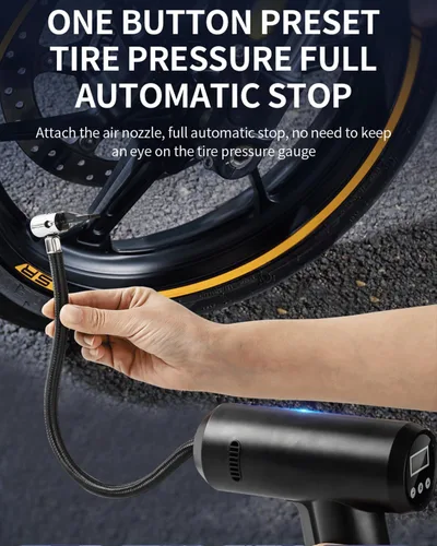Vista 3 de Inflador de neumáticos, compresor de aire portátil, bomba de aire automática de 12 V CC para neumáticos de automóvil, 150 PSI con medidor de presión