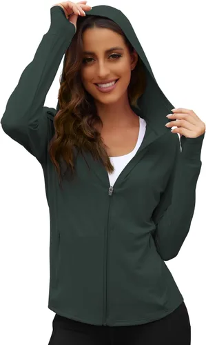 Vista 2 de We1Fit Chaqueta de protección solar UPF 50+ para mujer, sudadera con capucha para senderismo, correr, atlética