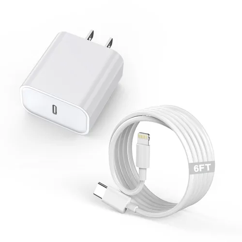 Vista 10 de Cargador rápido para iPhone, 10 pies y 20 W [certificado Apple MFi] USB tipo C, bloque de carga rápida, cargador Lightning para iPhone con cable