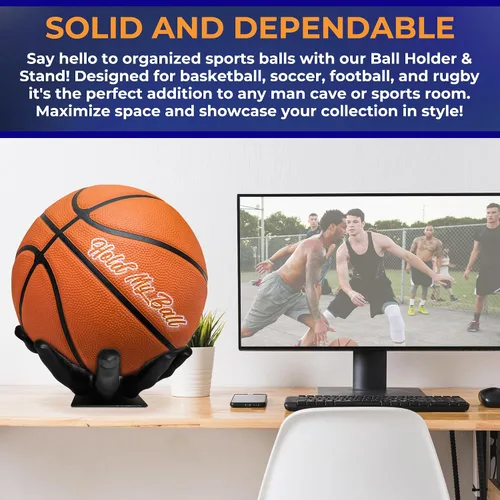 Vista 5 de Soporte y soporte grande para pelotas - Estante de almacenamiento deportivo versátil para baloncesto, fútbol, voleibol - Decoración y organizador