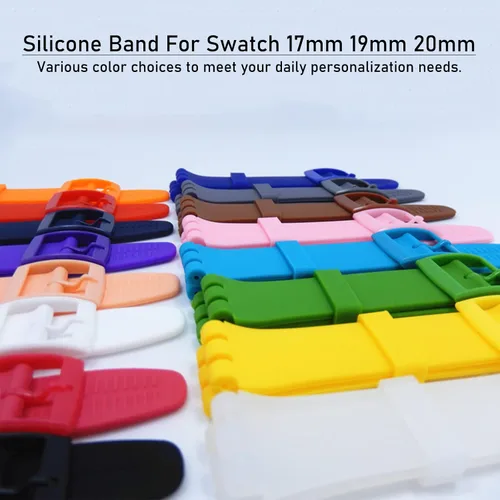 Vista 9 de Lijinlan Correa de silicona de repuesto para Swatch de 0.669 in, 0.748 in, 0.787 in, correa de reloj impermeable para Swatch