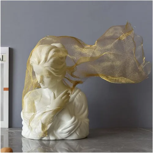 Vista 6 de Escultura de estatua china de feng shui, velo moderno, para niña, escultura de cerámica, decoración de dormitorio, sala de estar, lado, varios