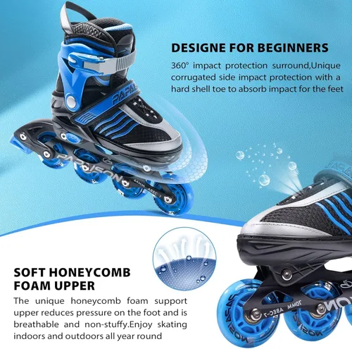 Vista 6 de PAPAISON Patines en línea ajustables para niños, patines para niños de 4 a 16 años, patines en línea para niñas de 5 a 8 años y de 8 a 12 años