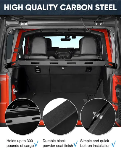 Vista 4 de Estante de carga trasero para Jeep Wrangler JL 2018-2024 2025 Capacidad Trasero para Jeep Wrangler JL Accesorios Estante de maletero de metal sólido
