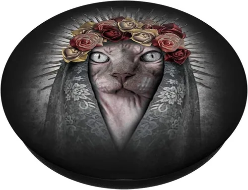 Vista 2 de Sphynx Cat I - Popsocket de metal y gótico mexicano – PopSockets Grip y soporte para teléfonos y tabletas