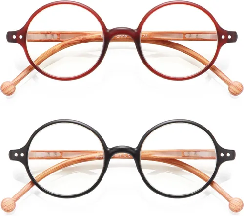 Vista 13 de Gafas de Lectura Redondas para Mujeres y Hombres con Bloqueo de Luz Azul, Lectores Circulares Unisex Ultraligeros, Gafas de Lectura sin Prescripción
