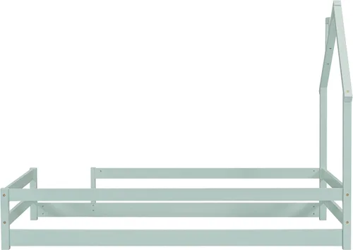 Vista 9 de Harper & Bright Designs Cama de suelo individual para niños con cabecera en forma de casa, cama de plataforma de madera tamaño individual