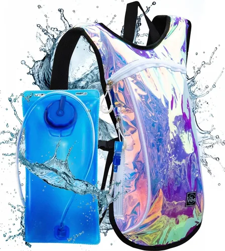 Vista 10 de Vibe Festival Gear Mochila de hidratación con bolsa de agua de 2 L para mujeres, hombres, adolescentes y niños, Hydropack Hydro Sports, al aire