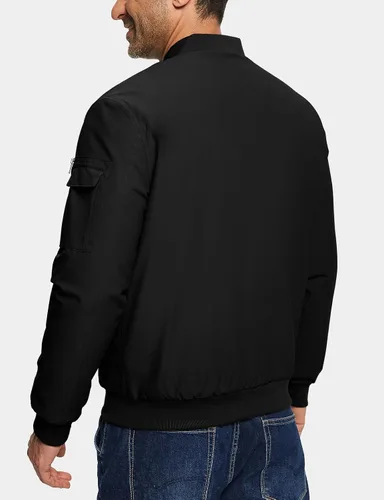 Vista 3 de TBMPOY - Chaqueta de hombre para el otoño, chaqueta de invierno, rompevientos, bomber, con cremallera, acolchada, de softshell, cálida